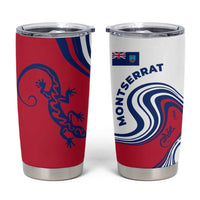 Montserrat Tumbler Cup with Gecko Illustration Red Blue Wavy Line Design - Wonder Print Shop