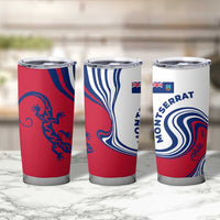 Montserrat Tumbler Cup with Gecko Illustration Red Blue Wavy Line Design - Wonder Print Shop