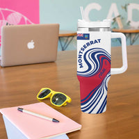 Montserrat Tumbler With Handle with Gecko Illustration Red Blue Wavy Line Design - Wonder Print Shop