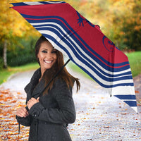 Montserrat Umbrella with Gecko Illustration Red Blue Wavy Line Design - Wonder Print Shop