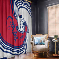 Montserrat Window Curtain with Gecko Illustration Red Blue Wavy Line Design - Wonder Print Shop
