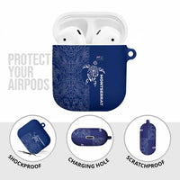 Montserrat AirPods Case with Tribal Sea Turtle Illustration Blue Polynesian Pattern Design - Wonder Print Shop