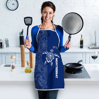 Montserrat Apron with Tribal Sea Turtle Illustration Blue Polynesian Pattern Design - Wonder Print Shop