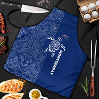Montserrat Apron with Tribal Sea Turtle Illustration Blue Polynesian Pattern Design - Wonder Print Shop