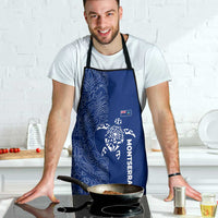 Montserrat Apron with Tribal Sea Turtle Illustration Blue Polynesian Pattern Design - Wonder Print Shop
