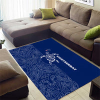 Montserrat Area Rug with Tribal Sea Turtle Illustration Blue Polynesian Pattern Design - Wonder Print Shop
