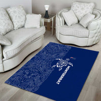 Montserrat Area Rug with Tribal Sea Turtle Illustration Blue Polynesian Pattern Design - Wonder Print Shop
