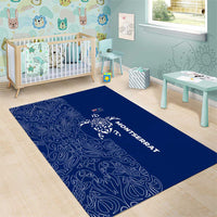 Montserrat Area Rug with Tribal Sea Turtle Illustration Blue Polynesian Pattern Design - Wonder Print Shop