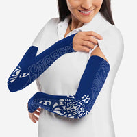 Montserrat Arm Sleeves with Tribal Sea Turtle Illustration Blue Polynesian Pattern Design - Wonder Print Shop