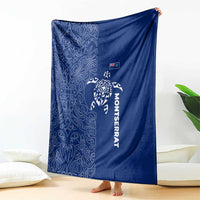 Montserrat Blanket with Tribal Sea Turtle Illustration Blue Polynesian Pattern Design - Wonder Print Shop