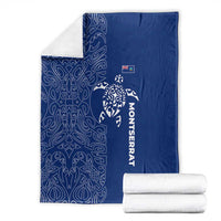 Montserrat Blanket with Tribal Sea Turtle Illustration Blue Polynesian Pattern Design - Wonder Print Shop