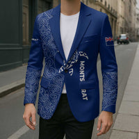 Montserrat Blazer with Tribal Sea Turtle Illustration Blue Polynesian Pattern Design - Wonder Print Shop