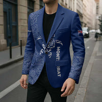 Montserrat Blazer with Tribal Sea Turtle Illustration Blue Polynesian Pattern Design - Wonder Print Shop