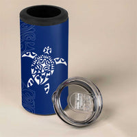 Montserrat 4 in 1 Can Cooler Tumbler with Tribal Sea Turtle Illustration Blue Polynesian Pattern Design - Wonder Print Shop