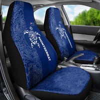 Montserrat Car Seat Cover with Tribal Sea Turtle Illustration Blue Polynesian Pattern Design - Wonder Print Shop