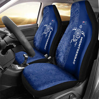 Montserrat Car Seat Cover with Tribal Sea Turtle Illustration Blue Polynesian Pattern Design - Wonder Print Shop