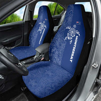 Montserrat Car Seat Cover with Tribal Sea Turtle Illustration Blue Polynesian Pattern Design - Wonder Print Shop