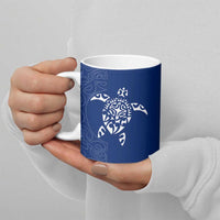 Montserrat Ceramic Mug with Tribal Sea Turtle Illustration Blue Polynesian Pattern Design - Wonder Print Shop