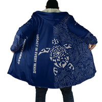 Montserrat Cloak with Tribal Sea Turtle Illustration Blue Polynesian Pattern Design - Wonder Print Shop