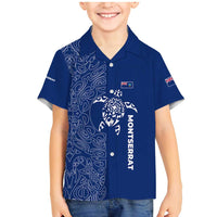 Montserrat Family Matching Mermaid Dress and Hawaiian Shirt with Tribal Sea Turtle Illustration Blue Polynesian Pattern Design - Wonder Print Shop