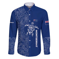 Montserrat Family Matching Puletasi and Hawaiian Shirt with Tribal Sea Turtle Illustration Blue Polynesian Pattern Design - Wonder Print Shop