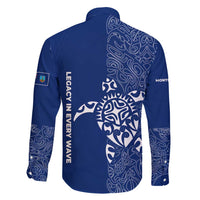 Montserrat Family Matching Puletasi and Hawaiian Shirt with Tribal Sea Turtle Illustration Blue Polynesian Pattern Design - Wonder Print Shop