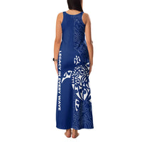 Montserrat Family Matching Tank Maxi Dress and Hawaiian Shirt with Tribal Sea Turtle Illustration Blue Polynesian Pattern Design - Wonder Print Shop