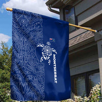 Montserrat Garden Flag with Tribal Sea Turtle Illustration Blue Polynesian Pattern Design - Wonder Print Shop