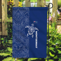 Montserrat Garden Flag with Tribal Sea Turtle Illustration Blue Polynesian Pattern Design - Wonder Print Shop