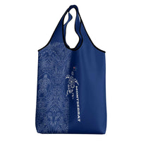 Montserrat Grocery Bag with Tribal Sea Turtle Illustration Blue Polynesian Pattern Design - Wonder Print Shop
