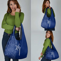 Montserrat Grocery Bag with Tribal Sea Turtle Illustration Blue Polynesian Pattern Design - Wonder Print Shop