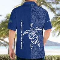 Montserrat Hawaiian Shirt with Tribal Sea Turtle Illustration Blue Polynesian Pattern Design - Wonder Print Shop