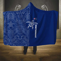 Montserrat Hooded Blanket with Tribal Sea Turtle Illustration Blue Polynesian Pattern Design - Wonder Print Shop
