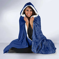 Montserrat Hooded Blanket with Tribal Sea Turtle Illustration Blue Polynesian Pattern Design - Wonder Print Shop