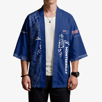 Montserrat Kimono with Tribal Sea Turtle Illustration Blue Polynesian Pattern Design - Wonder Print Shop