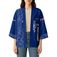 Montserrat Kimono with Tribal Sea Turtle Illustration Blue Polynesian Pattern Design - Wonder Print Shop