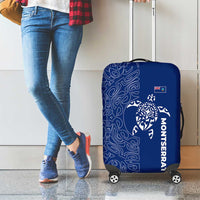 Montserrat Luggage Cover with Tribal Sea Turtle Illustration Blue Polynesian Pattern Design - Wonder Print Shop