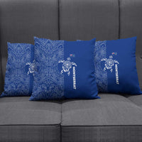 Montserrat Pillow Cover with Tribal Sea Turtle Illustration Blue Polynesian Pattern Design - Wonder Print Shop
