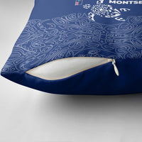 Montserrat Pillow Cover with Tribal Sea Turtle Illustration Blue Polynesian Pattern Design - Wonder Print Shop