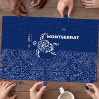 Montserrat Puzzle with Tribal Sea Turtle Illustration Blue Polynesian Pattern Design - Wonder Print Shop