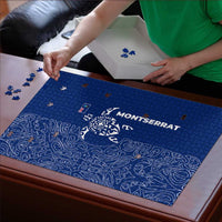 Montserrat Puzzle with Tribal Sea Turtle Illustration Blue Polynesian Pattern Design - Wonder Print Shop