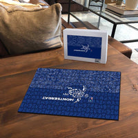 Montserrat Puzzle with Tribal Sea Turtle Illustration Blue Polynesian Pattern Design - Wonder Print Shop