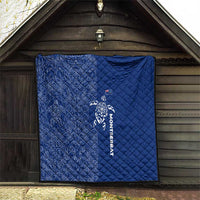 Montserrat Quilt with Tribal Sea Turtle Illustration Blue Polynesian Pattern Design - Wonder Print Shop