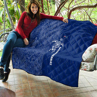 Montserrat Quilt with Tribal Sea Turtle Illustration Blue Polynesian Pattern Design - Wonder Print Shop