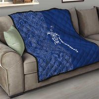 Montserrat Quilt with Tribal Sea Turtle Illustration Blue Polynesian Pattern Design - Wonder Print Shop