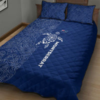 Montserrat Quilt Bed Set with Tribal Sea Turtle Illustration Blue Polynesian Pattern Design - Wonder Print Shop