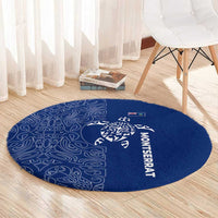 Montserrat Round Carpet with Tribal Sea Turtle Illustration Blue Polynesian Pattern Design - Wonder Print Shop