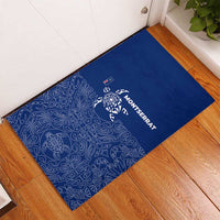 Montserrat Rubber Doormat with Tribal Sea Turtle Illustration Blue Polynesian Pattern Design - Wonder Print Shop