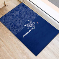 Montserrat Rubber Doormat with Tribal Sea Turtle Illustration Blue Polynesian Pattern Design - Wonder Print Shop