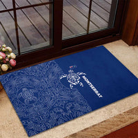 Montserrat Rubber Doormat with Tribal Sea Turtle Illustration Blue Polynesian Pattern Design - Wonder Print Shop